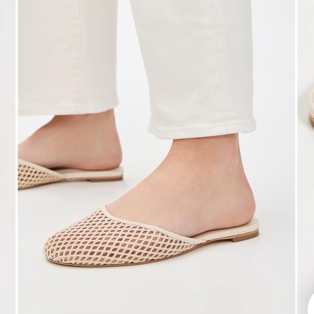 Reformation Melly Flat Mule in Ivory Mesh